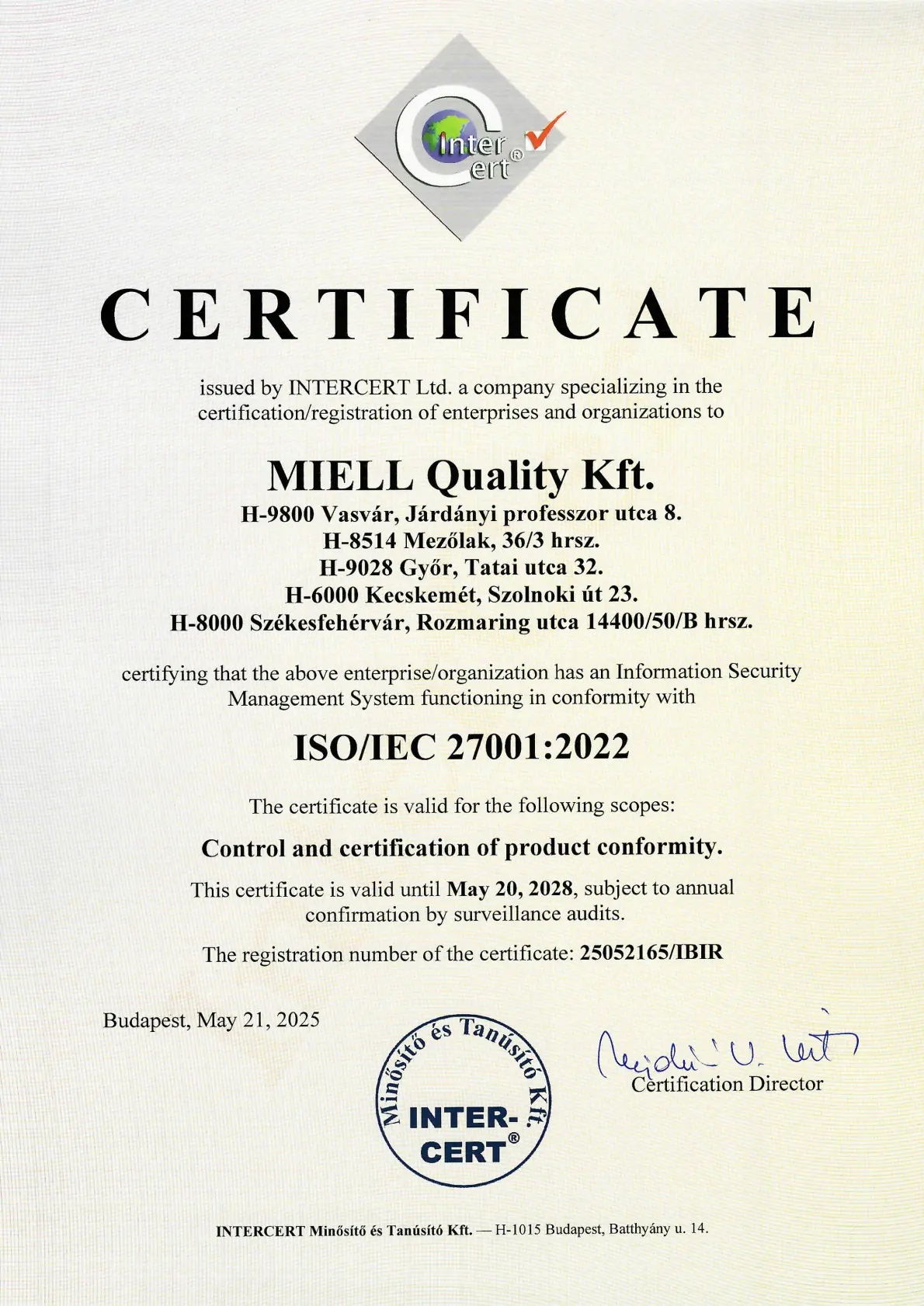 ISO 27001 Certificate