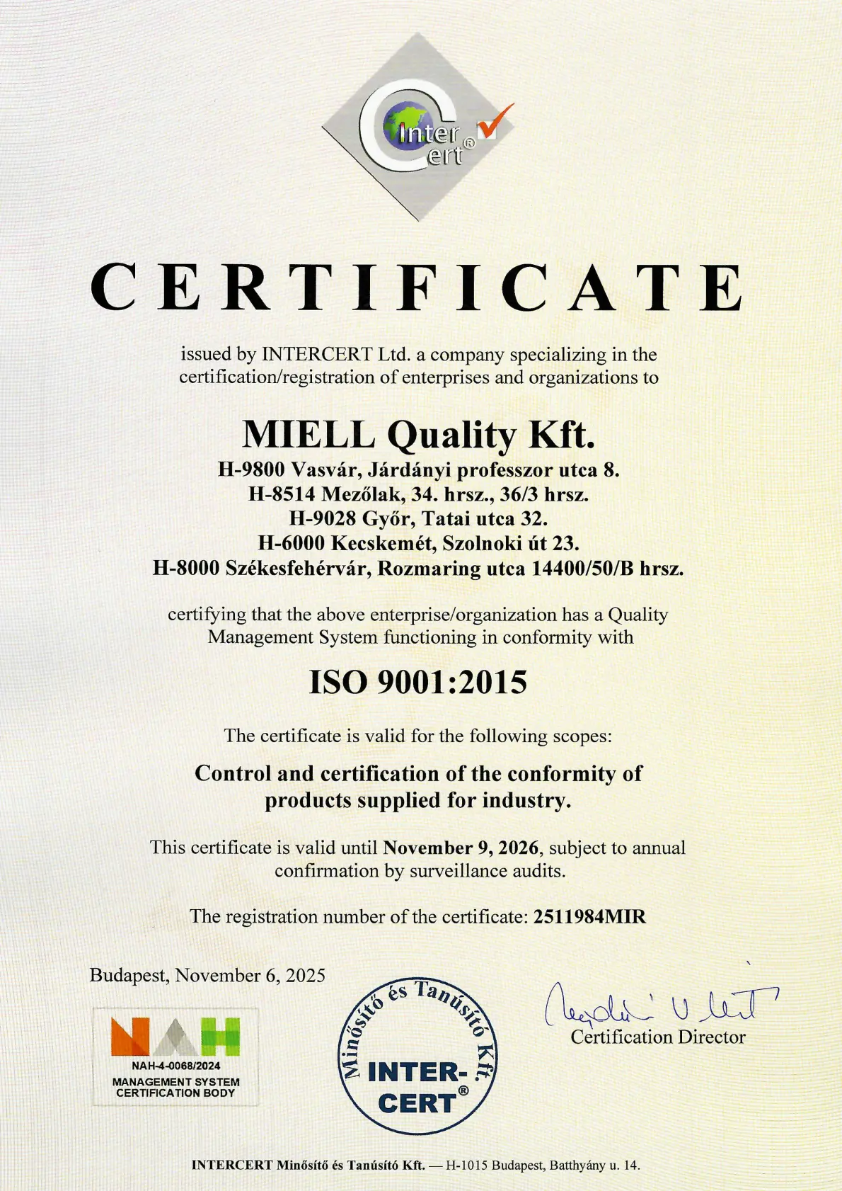 ISO 9001 Certificate 2025